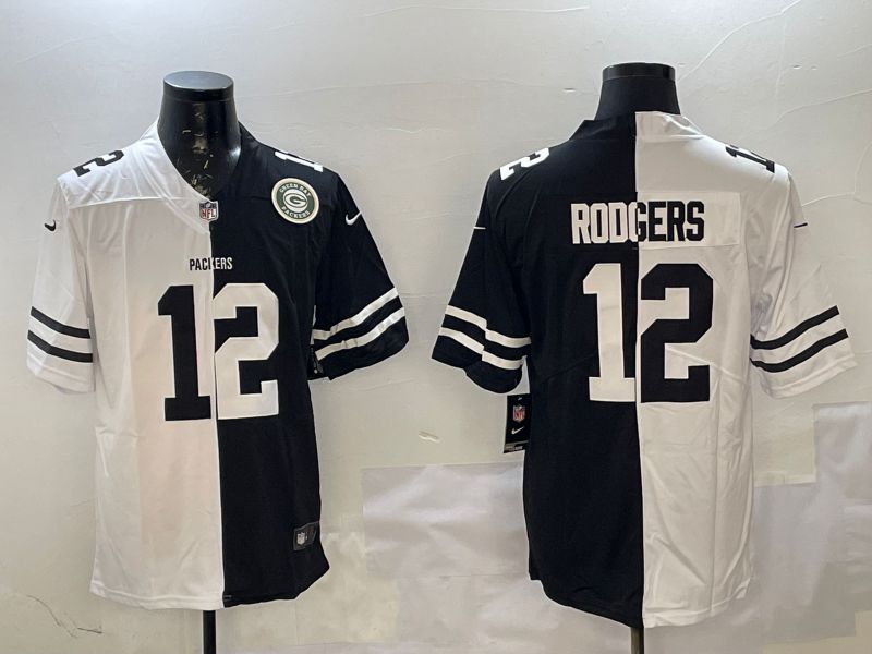 Men Green Bay Packers #12 Rodgers White Black Fashion 2025 Nike Limited NFL Jersey style 2->ncaa teams->NCAA Jersey